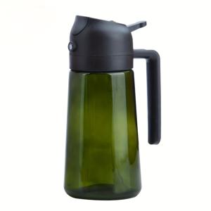 TEMU 2-in-1 유리 올리브 오일 디스펜서 & 스프레이어, 16oz - BPA 프리, 조명 차단 기능, 요리용 인체공학적 핸들, 에어프라이어 및 바비큐용, 그린 색상|에어프라이어|오일스프레이
