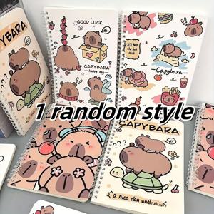 TEMU 무작위 스타일 나선형 노트북 1권, 소프트 커버, 귀여운 카피바라 패턴 디자인, 동물 테마 스타일, 각 책은 내부 페이지가 50개, 학생 및 선물용 이상적인 선택, 동물 테마 다이어리