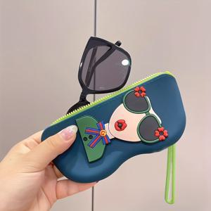 TEMU 3가지 색상 패션 안경 케이스 보관 가방 휴대용 방탄 실리콘 정리함 (선글라스, 립스틱 & 메이크업 액세서리용) - 걸이 핸들 포함