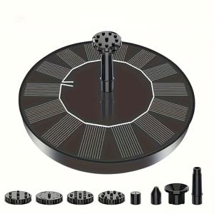 TEMU 1pc-1W/1.4W 태양광 부유식 분수 키트, 6개의 DIY 노즐이 포함되어 있으며, 다양한 분수 형태가 있습니다. 야외, 마당, 수조, 정원, 연못 및 기타 장소에 적합합니다. 휴대용 태양광 분수|수경