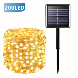 TEMU 태양열로 작동하는 LED 크리스마스 트리 스트링 라이트, 50-200 비즈, 조절 가능, 태양 충전, 니켈 배터리, 야드 웨딩 장식용, 새로운 2025 모델, 야외 조명, 정원 조명