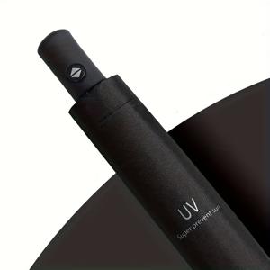 TEMU 1pc 성숙한 패션 비즈니스 스타일 자동 우산, 8개 리브 두꺼운 고밀도 포뉴 캔버, 자외선 차단 블랙 코팅, 방풍, 접이식, 철 합금 샤프트, 플라스틱 핸들, 태양과 비를 위한 이중 사용|양산
