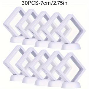 TEMU 30개 3D 플로팅 디스플레이 케이스, 챌린지 코인, AA 메달, 칩, 보석, 핀, 돌용 플라스틱 서스펜션 프레임 – 세련된 모던 디자인의 휴대용 디스플레이 스탠드 홀더, 수집품용 디스플레이 케이스