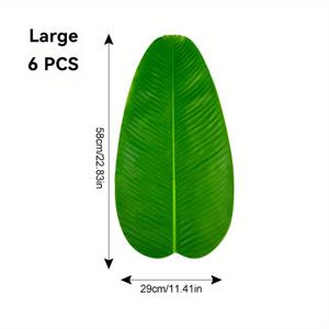 TEMU 6pcs 화려한 녹색 바나나 잎 인공 잎 - 가정 장식, 테이블 센터피스 및 사진 촬영 용품을 위한 현실적인 플라스틱 잎 - 용기 필요 없음, 졸업 장식, 바나나 잎 장식에 이상적