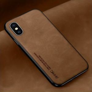 TEMU 애플 아이폰 X XS MAX XR용 심플 패턴 소프트 인조 가죽 커버 TPU 범퍼 케이스