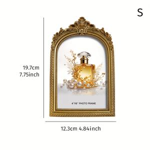 TEMU 1PC 창문 모양의 사진 액자, 유럽식 레트로 골든 아치 레이스 장식 사진 액자, 무작위 내부지와 함께, 사진 디스플레이 홈 룸 장식, 웨딩 기념일 파티 크리스마스 선물