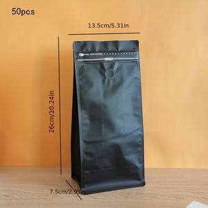 TEMU 9oz 검은 커피 가방, 공기 밸브 및 측면 지퍼 포함 - 재사용 가능한 알루미늄 포일 커피 가방, 신선함을 유지, 지원 각도 플레이트 포함, 휴일 및 일상 사용에 적합, 커피 여행용 머그
