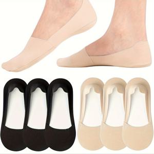 TEMU 6 쌍 양말 여성용 미끄럼 방지 낮은 컷 보이지 않는 라이너 발리 양말 플랫 로퍼용 경량|단화