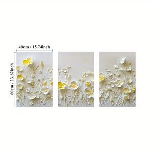 TEMU 3pcs 세트 프레임 화이트 및 노란색 꽃 캔버스 벽화, 추상 풍경 그림 포스터, 현대 러스트릭 아트 데코 스타일, 잉크 캔버스, 목재 프레임, 거실, 침실, 홈 오피스, 욕실, 레스토랑용 실내 및 실외 벽걸이 장식 - 가을 및 겨울 시즌 주제