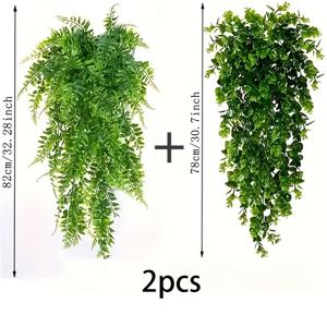 TEMU 2pcs 스타일 인공 이브이 나무 - 실내/실외 장식용 하이킹 식물, 가정용 플라스틱 녹색 식물, 파티오, 내부 - 꽃 주제 장식으로 세인트 패트릭의 날, , 어머니의 날, 졸업을 위한 플랜터 포함되지 않음