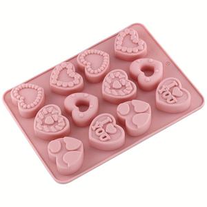 TEMU 1pc 실리콘 하트 모양 케이크 몰드, 데이 베이킹 몰드, 붙지 않음, 재사용 가능, 컵케이크, 디저트, DIY 공예, 사랑 & 나는 사랑한다 디자인