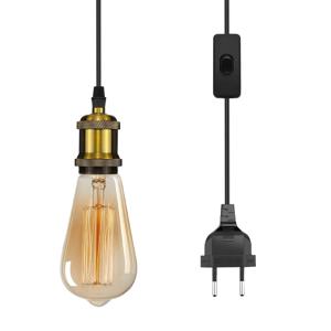 TEMU 스위치가 있는 빈티지 E27 조명 장치, 반 Flush 마운트 메탈 마감, 유럽 표준 플러그, 220-240V, 위/아래 조명 방향, 액세서리가 포함되지 않음, 거실, 주방, ASLINSTAN용