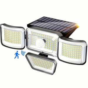 TEMU 1개 태양광 야외 벽등, 278개의 LED 조명, 모션 센서, 각도 조절 가능, 리모컨 제어, 방수 등급 정원, 현관, 차고, 캠핑 및 출입구 조명용, 슬림한 솔라 라이트 | 방수 조명, 솔라 아웃도어 라이트