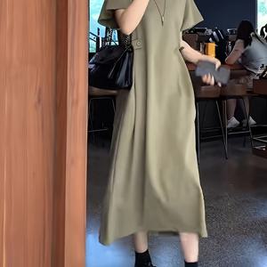 TEMU 여성용 여름 루즈 슬림핏 A라인 드레스 - 탄력 있는 허리 타이, 반팔 라운드넥 캐주얼 커뮤터 원피스, 단색 기계 세탁 가능 CX7280, 봄/여름용 짧은 드레스, 심플한 디자인