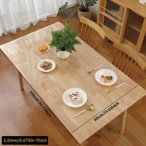 TEMU PVC 2.0mm 두께 투명 테이블보 및 스크래치 방지 내열성 테이블 커버, 표면 보호 필름으로 적합한 홈 호텔 식탁 천 커피 테이블 천 가정용 테이블 러너 1개|필름