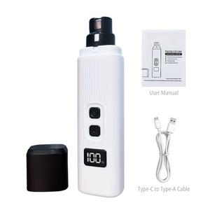 TEMU 조용하고 강력한 애완동물 발톱 그라인더 - USB 충전식, LED 디스플레이, 듀얼 스피드, 안전한 조명, 고양이 및 개용, 애완동물 사랑자들에게 이상적인 선물, 고양이 발톱 관리 | 현대 애완동물 관리 | 내구성 있는 플라스틱 그라인더, 애완동물 관리 용품