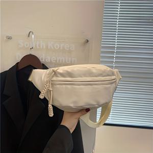 TEMU 밝은 오렌지 나일론 팬니 팩 - 조절 가능한 크로스바디 웨이스트 백, 지퍼 잠금 장치, 내구성과 스타일리시한 직장용/여행용/데일리 소형 크로스백