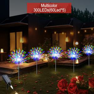 TEMU 【야외 태양광 바닥 조명】 5개입 300/400 LED 솔라 가든 라이트, 8가지 조명 모드 불꽃놀이 빛, IP44, 축제 분위기 조명, 정원 테라스, 잔디밭, 복도, 파티, 결혼식, 라마단, 크리스마스 장식에 적합
