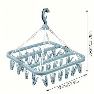 TEMU 1개 회전식 32클립 플라스틱 빨래 건조대 - 360° 회전 공간절약형 접이식 양말, 속옷, 소형 의류 정리함 - 내구성 좋은 멀티컬러 (핑크/블루/그린/화이트) - 침실, 욕실, 옷장, 기숙사용 수납, 공간 효율적 디자인, 고품질 플라스틱, 빨래집게 포함