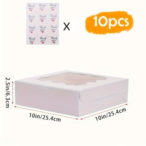 TEMU 모모델리 10팩 102.5인치 투명 창문이 있는 화이트 박스 - 컵케이크, 쿠키, 치즈케이크용 일회용 플립탑 패스트리 & 디저트 포장, 생일, 결혼식, 발렌타인데이, 축하 트릿 홀더, 꽃무늬 디자인