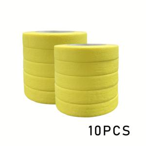 TEMU 10롤 708.66인치/18미터 길이 노란색 고급 종이 테이프 - 고품질 자동차 유지보수용 스티커 및 페인팅 마스킹 테이프, 무화학성, 내구성 있고 다용도 DIY 프로젝트, 공예, 가정 수리용, 청결한 외관