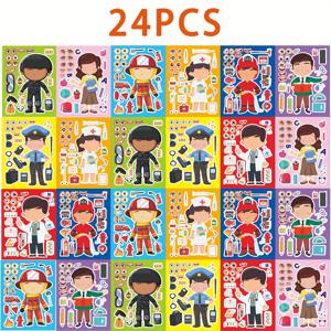 TEMU 16/24pcs의 직업 스티커. 소방관. 의사. 경찰. 교사. 보상 스티커. 생일 선물, 공예 파티 선물. 재사용 가능