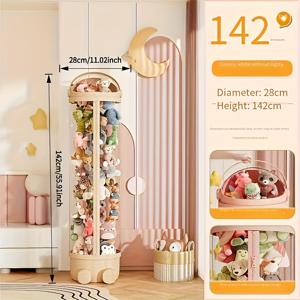 TEMU 1pc 44.09/55.91/67.72 인치 투명한 인형 보관용 실린더, 플러시 장난감, 인형, 수집품을 보관할 수 있는 스냅 온 뚜껑이 있는 휴대용 먼지 방지 디자인, 오발 모던 홈 보관함, 거실, 가족실, 기숙사 루프, 보관 캐비닛에 적합|모루인형|거실장|바비인형