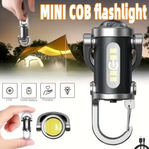 TEMU 1pc LED 휴대용 키체인 다기능 손전등, 6가지 조명 모드가 있는 충전식 헤드램프, 캠핑, 낚시, 비상 및 일상 사용을 위한 초광택 미니 키체인 토치, USB 케이블 포함, 리튬 배터리, 야외 캠핑 장비 | 컴팩트 손전등 | 내구성 있는 LED 라이트, 캠핑 액세서리|후레쉬