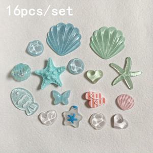TEMU 16개/세트 여름 신발 장식, 조개, 별모양, 물고기, 나비 DIY 샌들 정원 신발 액세서리, 파티 선물