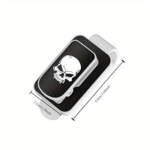TEMU 1pc 스컬 디자인 PVC 안경 홀더 클립, 차량 태양 비저용, 패션 안경 보관 정리기, 카드 슬롯 포함, 내구성과 스타일리시한 자동차 액세서리, 비저 액세서리|스타일리시한 안경 홀더|내구성 있는 PVC|선글라스|썬그라스