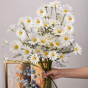 TEMU 4개 생동감 있는 데이지 부케 - 20인치 실크 인조 꽃 홈 데코, 결혼식 & 파티용 - 사계절용 다용도 꽃꽂이, 크리스마스에 가장 적합, 추수감사절에 완벽