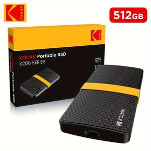 TEMU KODAK X200 외장 SSD 하드 드라이브 HD 미니 포터블 USB3.1 노트북 스마트폰 PS4용 TV 512GB