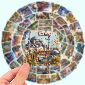 TEMU 세계 유명 랜드마크 50개 비닐 스티커 - 노트북, 물병, 헬멧 등에 붙이는 투명 데칼 - DIY 프로젝트, 선물 및 보상에 완벽함