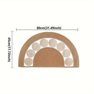 TEMU 1개 보호 핸드 리넨 하프 라운드 도우트위스트 홀 아웃 컬러 블록 바닥 매트, 현관 매트 - 홈 | 빠른 건조 & 편안함, 저파일, 세탁기 사용 가능 거실/욕실용 31.49/35.43/47.24인치 - 아버지의 날 선물!