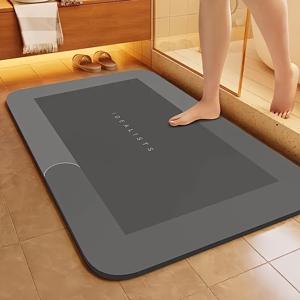 TEMU 【욕실 필수품】 고급 빠른 건조 규조토 샤워 매트 - 초흡수, 미끄럼 방지, 무취, 내구성 및 세탁기 사용 가능 욕실 러그 - 욕조, 화장실, 세면대 및 출입구용 - 부드러운 폴리에스테르, 저털, 직사각형, 욕실 액세서리|욕조