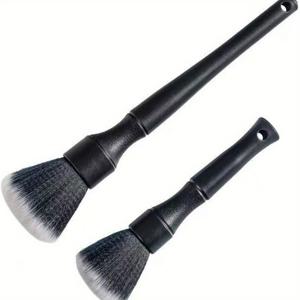 TEMU 2pcs 울트라 소프트 디테일링 브러시 세트 - 긁힘 없는 에어벤트, 엔진 베이, 대시보드, 시트, 휠 클리너 - 우아한 마무리, 플라스틱 핸들, 내부 디테일링 브러시|우아한 마무리 브러시|내구성 있는 플라스틱 핸들, 내부 청소 브러시