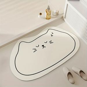 TEMU 사랑스러운 만화 다이아톰 머드 욕실 매트 - 빠른 건조, 미끄럼 방지, 초소재, 욕실, 세탁실 및 현관 장식에 적합