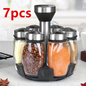 TEMU 7pcs 스윌베이스 스파이스 셰이커, 주방 용품 스파이스 셰이커 콤보 세트, 소금, 후추 및 설탕 셰이커 포함 - 주방 보관 및 정리에 완벽