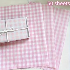 TEMU 50장의 라이트 핑크 체크 패킹 종이, 20''x 14'' 선물 포장용 조직 종이, 반투명한 얇은 종이, 봄/여름, 부활절, 어머니의 날, 결혼식, 휴일 선물 포장, 꽃束 포장, 생일 선물 포장에 적합합니다.