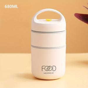 TEMU 1개 컴팩트 보온 도시락 상자 - 스테인리스 스틸 수프 컵, 사무실/학교/여행용 휴대용 아침 식사 용기, 손세척 전용