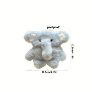 TEMU 1개, 부드럽고 귀여운 깜짝 선물! 플러시 귀여운 코끼리 헤드폰 케이스 (Apple AirPods 시리즈 1-4/Pro 호환), 스크래치 방지 및 충격 보호, 이동 중에도 편안한 스타일리시 액세서리, 완전 보호 소프트 헤드폰 케이스, 패션 포커스, 여자아이 & 패션 애호가를 위한 사랑스러운 아이템