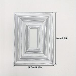 TEMU 직사각형 점선 효과 상자 금속 커팅 다이 스텐실, DIY 스크랩북 장식용 도장, DIY 종이 카드