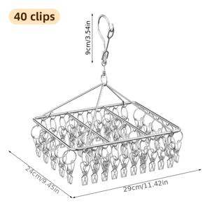 TEMU 스테인리스 스틸 양말 건조대, /40개 클립, 회전식 후크 방풍 행거, 양말, , 속옷 및 세탁 액세서리, 건조대|빨래건조대