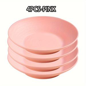 TEMU 재사용 가능한 플라스틱 깨지지 않는 식기 - 점심, 빵, 과일, 케이크, 샐러드, 칩 서빙 트레이, 식기 세척기 및 전자 레인지 안전, 주방 용품, 단색 패턴, 도시 음식 테마, 미완성 마감