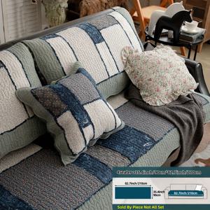 TEMU 보호 스타일 코튼 패치워크 소파 커버 - 1PC 수제 편안한 코튼 소프트 카우치 슬립커버, 빈티지 컨트리 시크 홈 오피스 장식, 기계 세척 가능, 반려동물 친화적, 암체어에서 4인용 섹셔널 소파에 적합, 250-300g 원단 무게