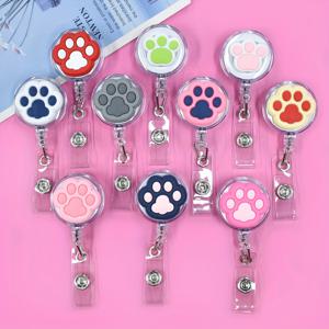 TEMU 6개/8개/10개, PVC/플라스틱, 핑크 발자국 배지 릴, 애완동물 발자국, 애완동물 고양이 발톱 배지 릴 ID 카드에 적합, 애완동물 가게 애완동물 클럽 개 애호가 선물에 적합