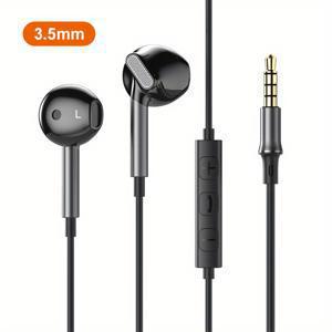 TEMU 1pc HiFi 9D 서라운드 사운드 유선 이어버드, 볼륨 제어, Type C 및 3.5mm 연결성, Samsung Galaxy S24/S23/S22 Ultra 및 iPhone 15 Pro Max와 호환 가능, 플라스틱 소재, 콘덴서 마이크, 충전 불가능 - 성인용