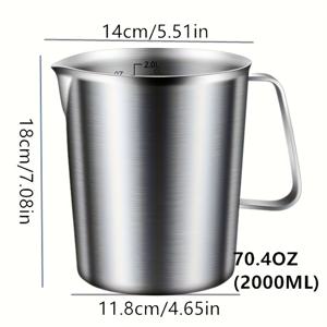 TEMU 304 스테인리스 스틸 측정 컵, 우유 거품기, 500/1000/1500/2000ML 용량 제공, 손잡이가 있는 스테인리스 스틸 측정 컵, 다기능 측정 컵, 눈금이 있는 커피 라떼 아트 우유 거품기, 베이킹 크림, 주방의 바리스타를 위한 필수 도구.