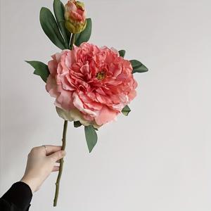 TEMU 1개/2개, 인공 장미, 프렌치 피오니 시뮬레이션 꽃, 실크 꽃, 홈 , 테이블 센터 꽃, 결혼식 장식, 휴일 선물