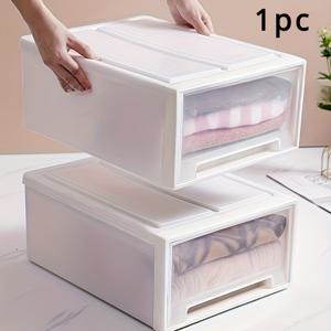 TEMU 1pc 스택 가능한 플라스틱 서랍 정리함, 조절 가능한 분리자 - 주방, 욕실, 침실, 메이크업, 보석용 다용도 저장 용기 - 내구성, 청소 용이, 바구니, 바구니 및 가정 정리용 용기